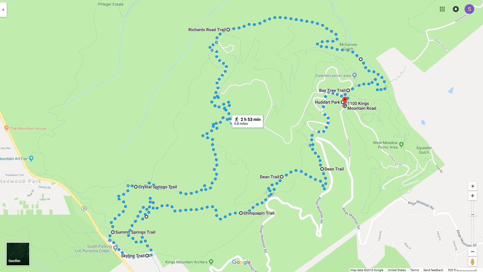 huddart-park-hike-route-map