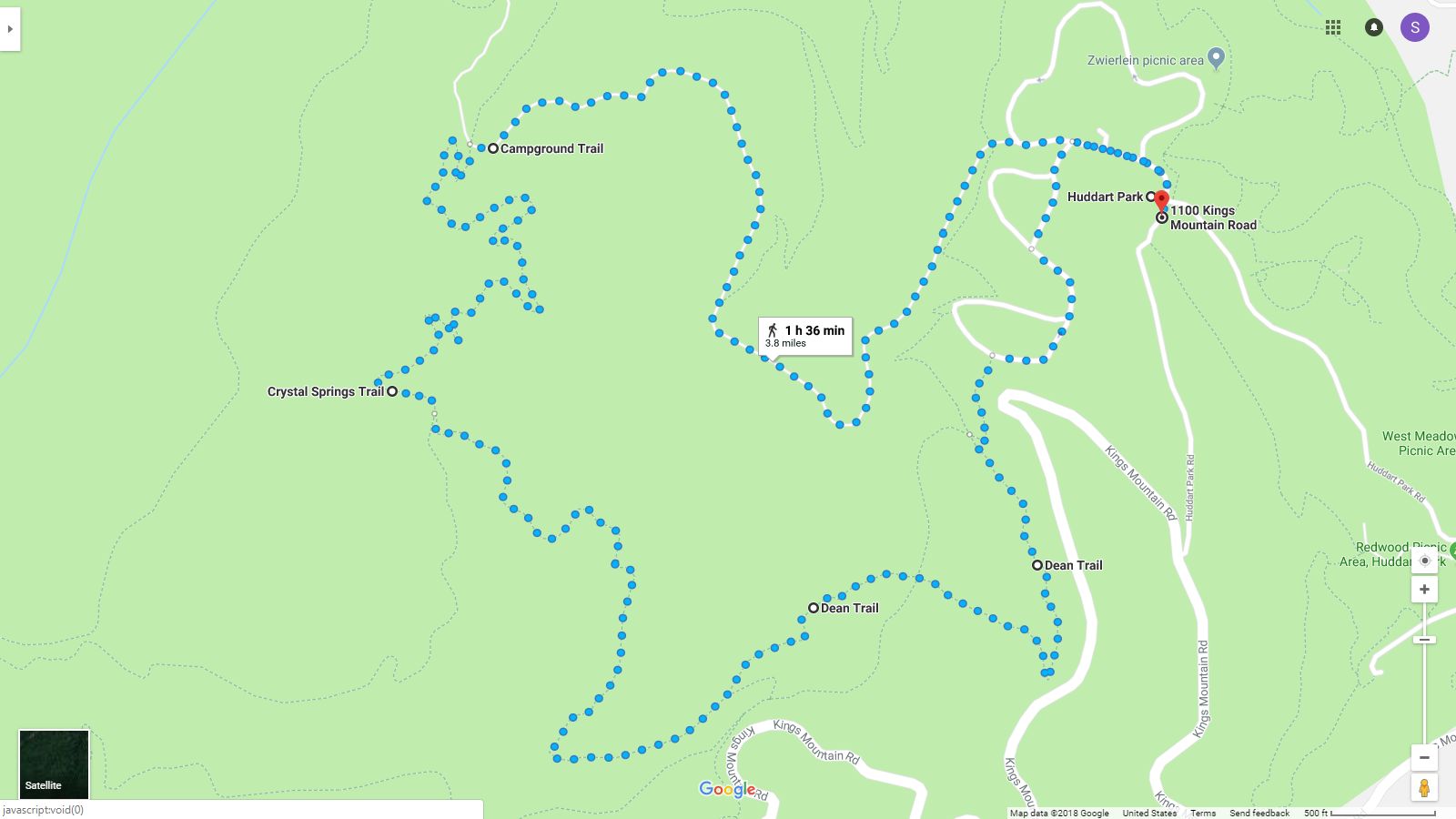 huddart-park-hike-short-route-map